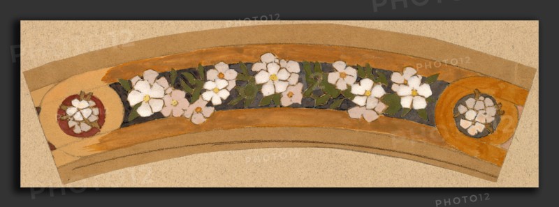 Charles Sprague Pearce, Study for a Border Design, American, 1851 - 1914, 1890-1897, gouache, graphite, and conté crayon on tan wove paper