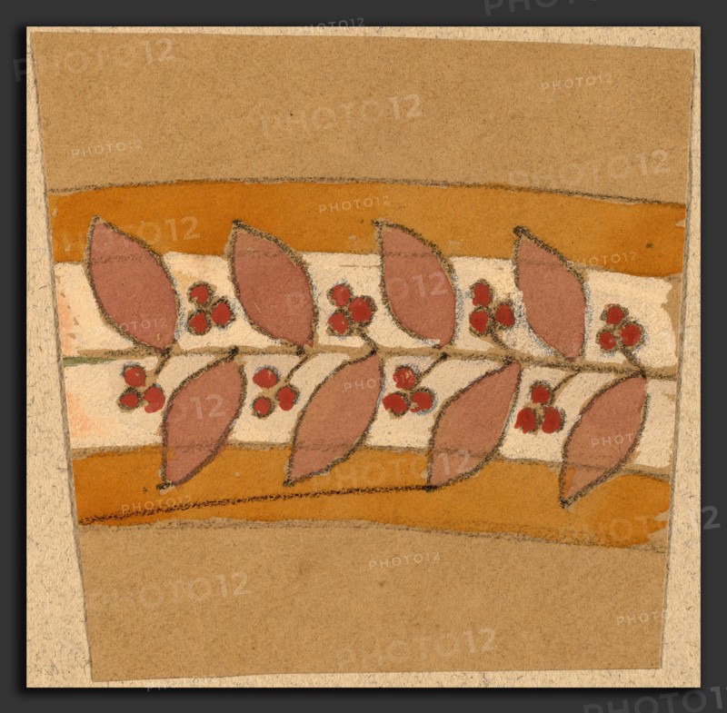 Charles Sprague Pearce, Study for a Border Design, American, 1851 - 1914, 1890-1897, gouache, graphite, and conté crayon on tan wove paper