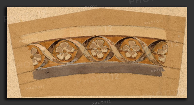 Charles Sprague Pearce, Study for a Border Design, American, 1851 - 1914, 1890-1897, gouache and graphite on tan wove paper