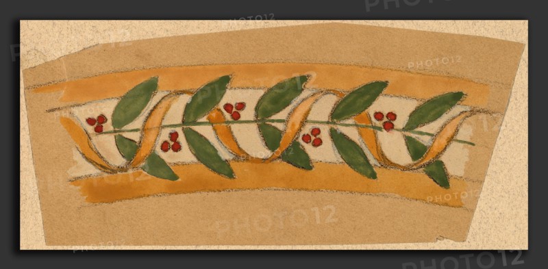 Charles Sprague Pearce, Study for a Border Design, American, 1851 - 1914, 1890-1897, gouache and graphite on tan wove paper