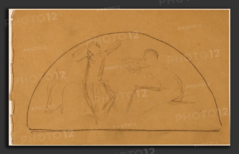 Charles Sprague Pearce, Study for a Lunette, American, 1851 - 1914, 1890-1897, graphite on tan wove paper