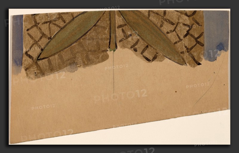 Charles Sprague Pearce, Study for a Border Design [recto], American, 1851 - 1914, 1890-1897, watercolor, gold paint, and graphite on tan wove paper