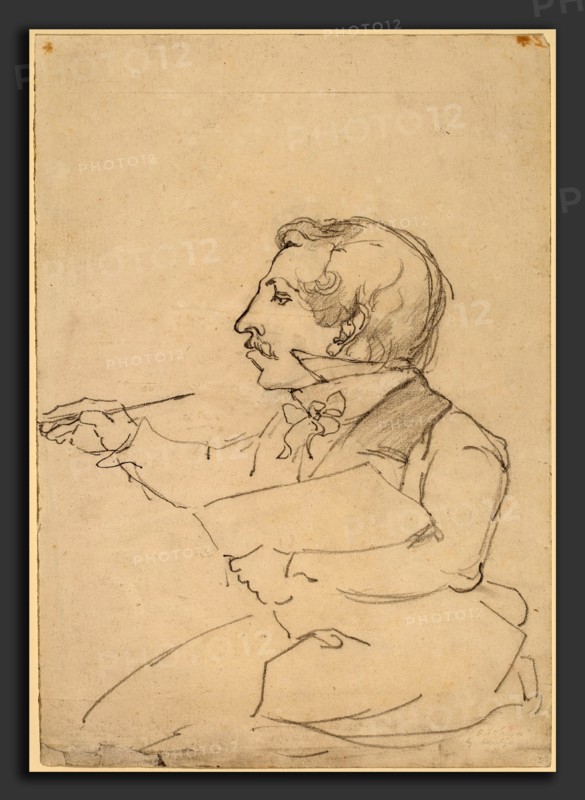 Emanuel Gottlieb Leutze, Eastman Johnson Sketching, American, 1816 - 1868, c. 1849-1851, graphite and touches of black chalk on wove paper