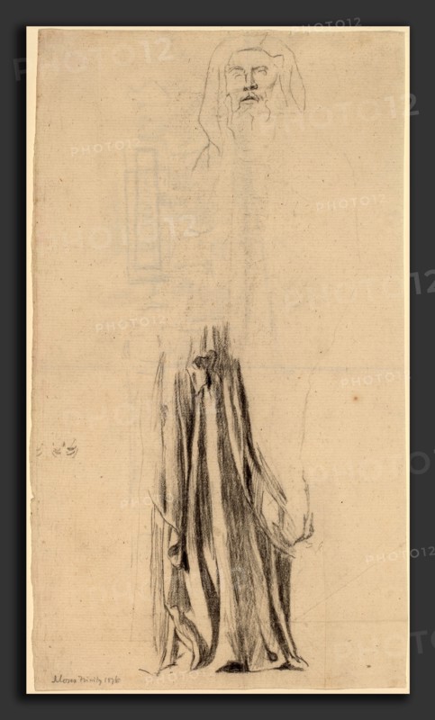 John La Farge, Study for Moses - Trinity Church, Boston, American, 1835 - 1910, 1876, charcoal on laid paper
