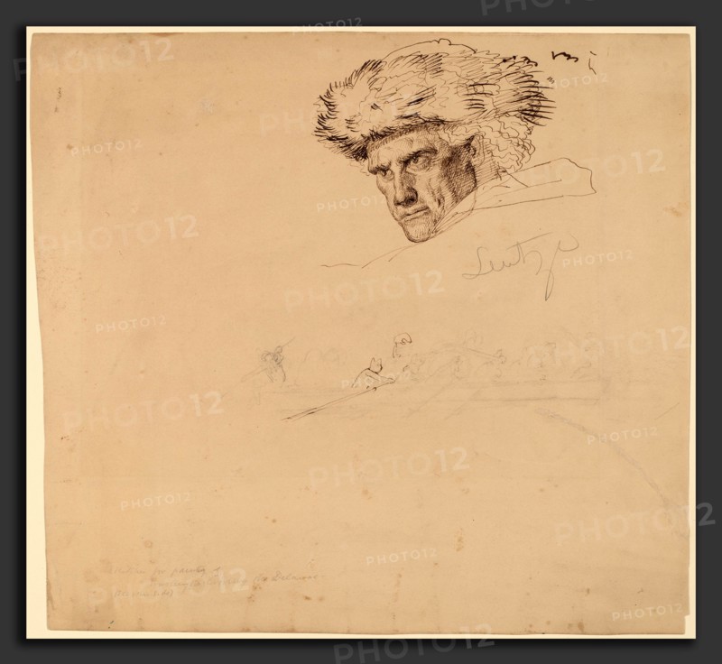 Emanuel Gottlieb Leutze, Studies for "Washington Crossing the Delaware" [recto], American, 1816 - 1868, 1849, pen and brown ink and graphite on wove paper