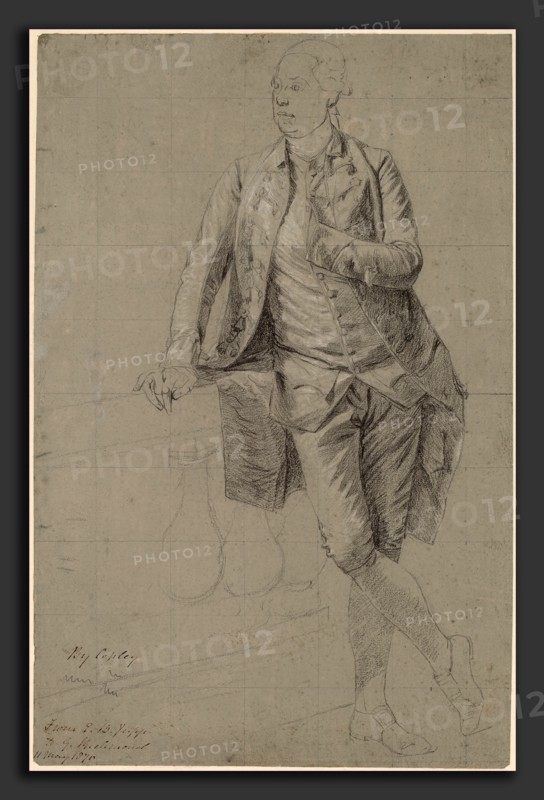 John Singleton Copley, A Gentleman, American, 1738 - 1815, 1776-1780, graphite and white chalk on gray-washed laid paper, squared with graphite