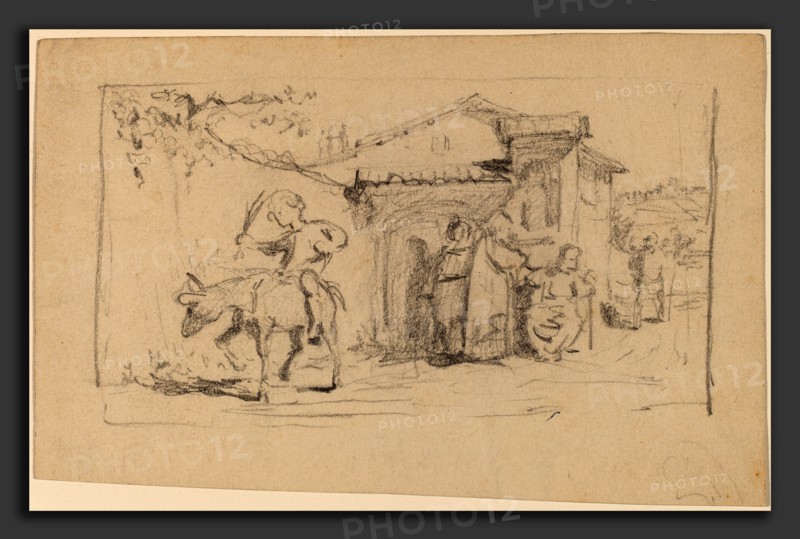 Elihu Vedder, Son and Donkey, American, 1836 - 1923, c. 1859, graphite on wove paper