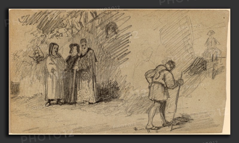 Elihu Vedder, Son and the Donkey, American, 1836 - 1923, c. 1859, graphite on wove paper