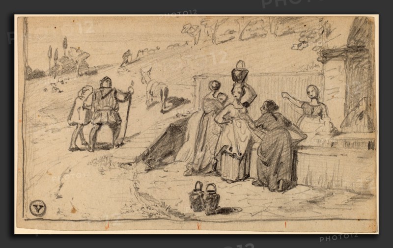 Elihu Vedder, Father and Son, American, 1836 - 1923, c. 1859, graphite on wove paper