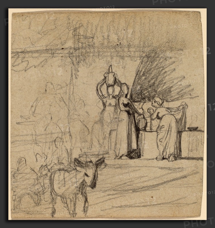 Elihu Vedder, Son and Donkey, American, 1836 - 1923, c. 1859, graphite on wove paper