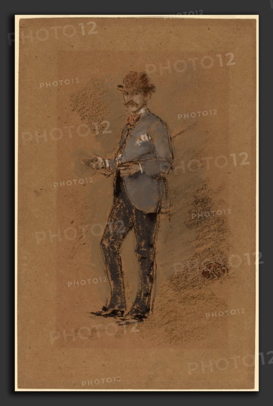 James McNeill Whistler, Harper Pennington, American, 1834 - 1903, 1880-1882, chalk and pastel on brown paper