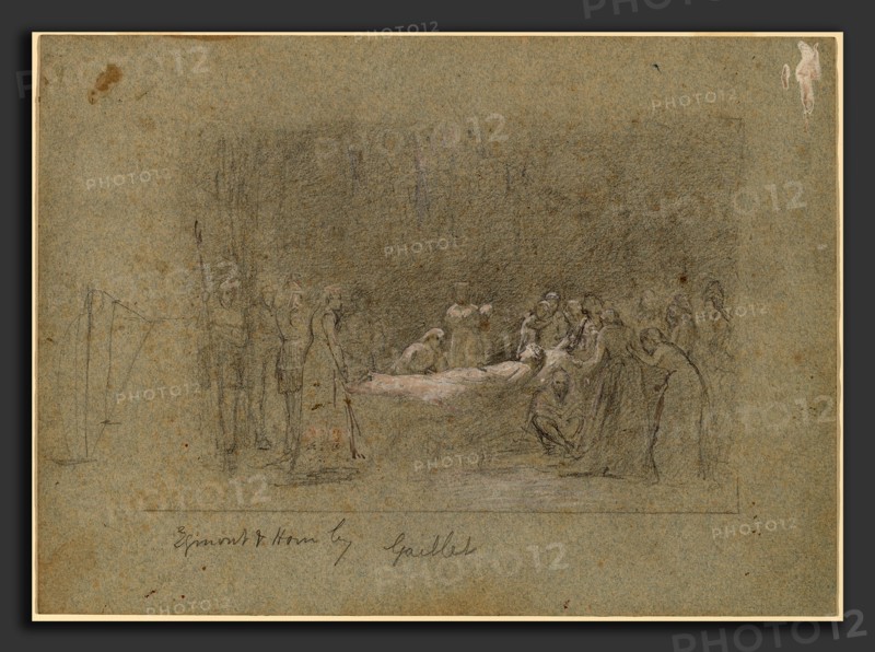 Thomas Hovenden after Bernard Gaillot, Egmont and Hoorn, American, 1840 - 1895, graphite with white heightening on blue-gray paper