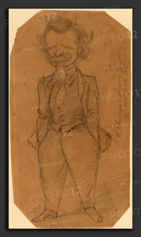 John Whetten Ehninger, Self-Portrait, American, 1827 - 1889, 1859, graphite on brown paper