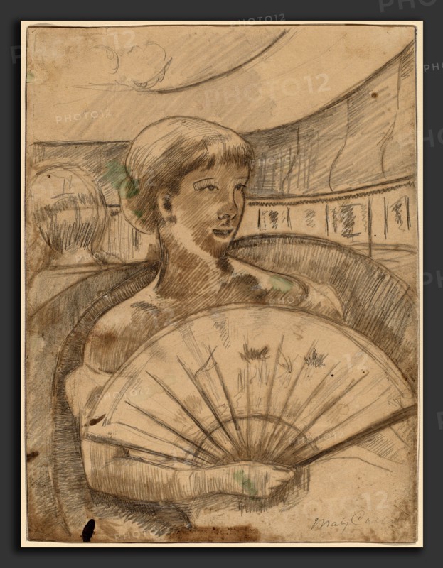Mary Cassatt, In the Opera Box (No. 3) [recto], American, 1844 - 1926, 1880, graphite