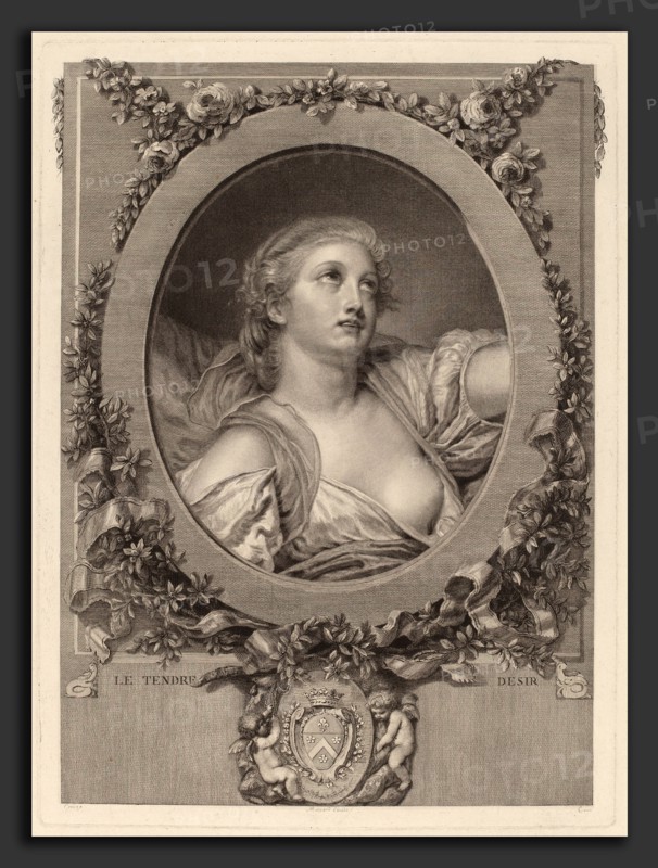 Manuel Salvador Carmona after Jean-Baptiste Greuze, Le tendre desir, Spanish, 1734 - 1820, etching and engraving