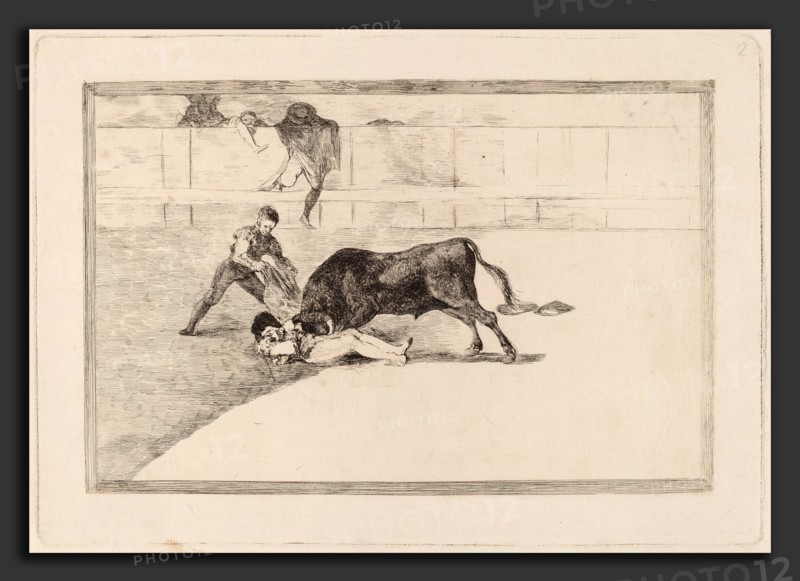 Francisco de Goya, La desgraciada muerte de Pepe Illo en la plaza de Madrid (The Unlucky Death of Pepe Illo in the Ring at Madrid), Spanish, 1746 - 1828, in or before 1816, etching, drypoint and burin [working proof]