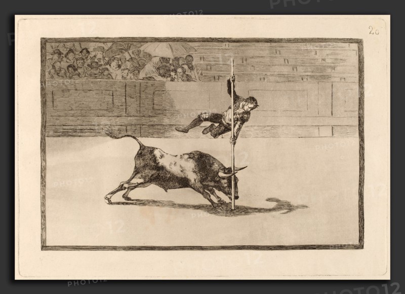 Francisco de Goya, Ligereza y atrevimiento de Juanito Apinani en la de Madrid (The Agility and Audacityof Juanito Apinani in the Ring at Madrid), Spanish, 1746 - 1828, in or before 1816, etching and aquatint [first edition impression]
