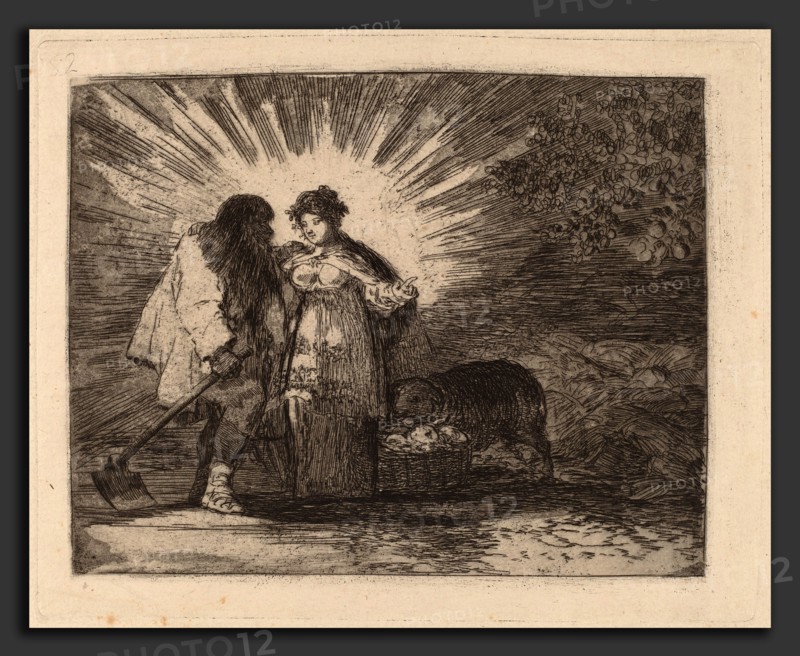 Francisco de Goya, Esto es lo verdadero (This Is the Truth), Spanish, 1746 - 1828, 1810-1820, etching, aquatint, drypoint, burin and burnisher in umber on laid paper [trial proof printed posthumously by Lefort and-or in the Calcografia c.1870)