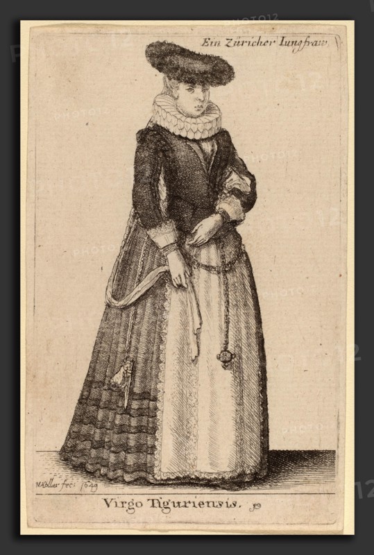 Wenceslaus Hollar (Bohemian, 1607 - 1677), Virgo Tiguriensis, 1649, etching
