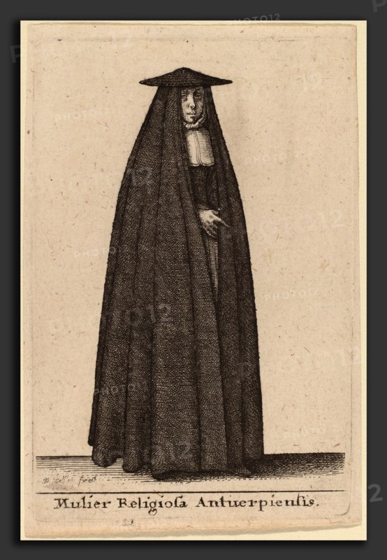 Wenceslaus Hollar (Bohemian, 1607 - 1677), Mulier Religiosa Antuerpiensis, etching
