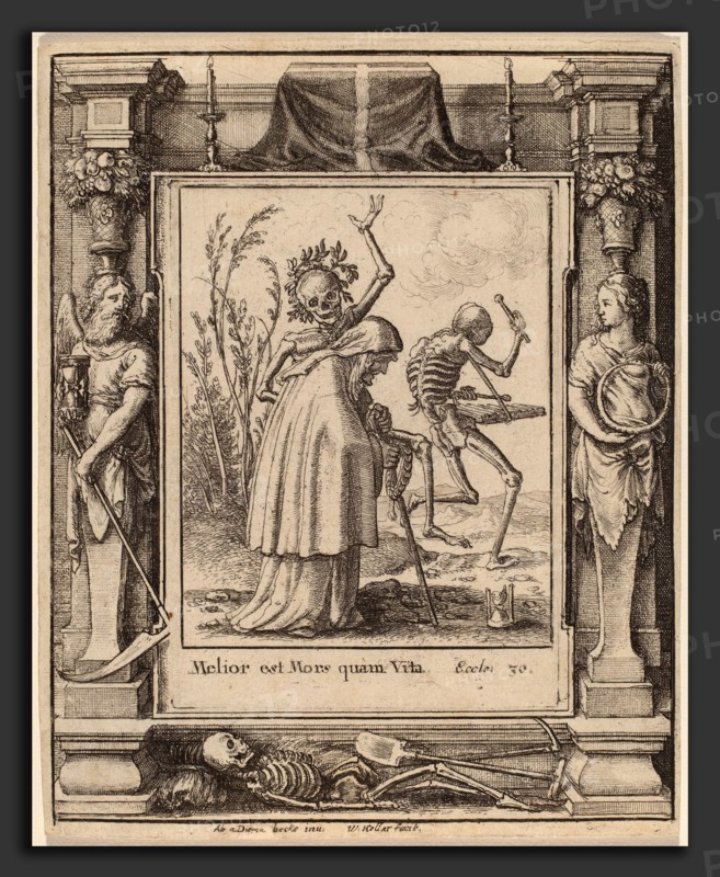 Wenceslaus Hollar after Hans Holbein the Younger after Abraham van Diepenbeeck (Bohemian, 1607 - 1677), Old Woman, 1651, etching with border "Time and Eternity"
