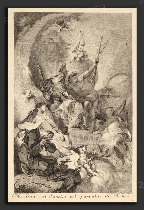 Johann Beheim after Franz Anton Maulbertsch (Austrian, c. 1730 - after 1770), Four Saints, 1762, etching and engraving on laid paper