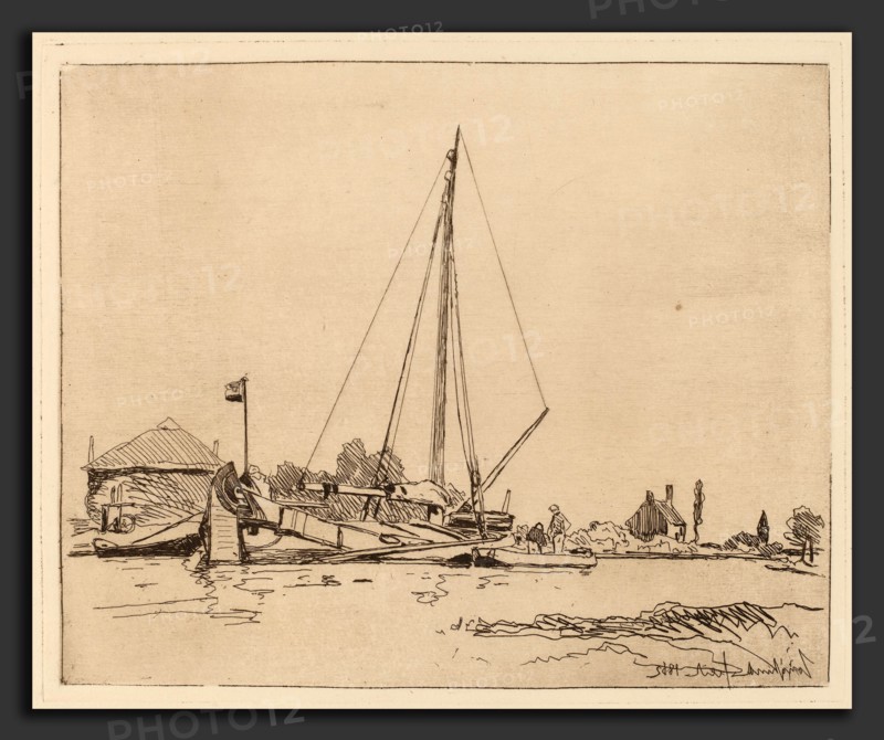 Johan Barthold Jongkind (Dutch, 1819 - 1891), The Moored Boat (La Barque amarree), 1862, etching
