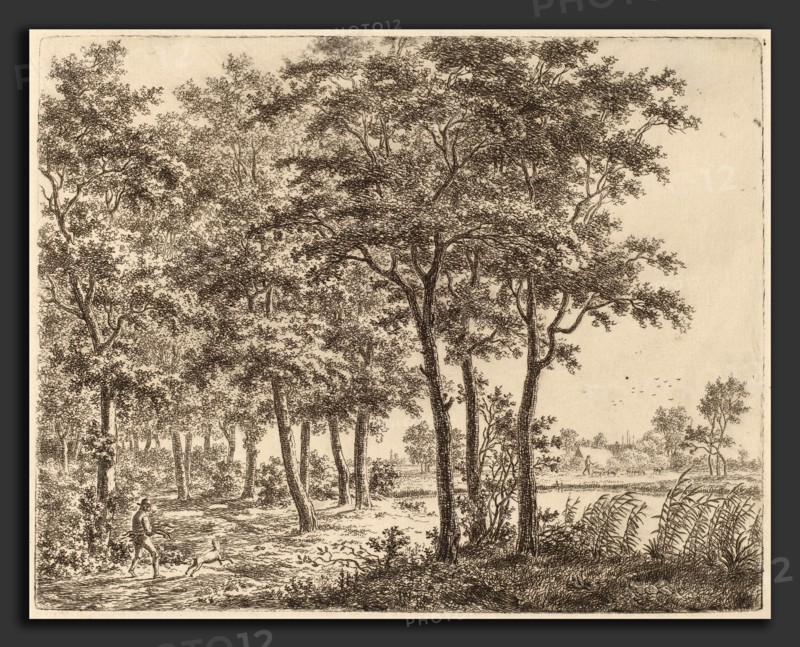 Ernst Willem Jan Bagelaar (Flemish, 1775 - 1837), Landscape with a Peasant Carrying Firewood, c. 1800, etching on white laid paper