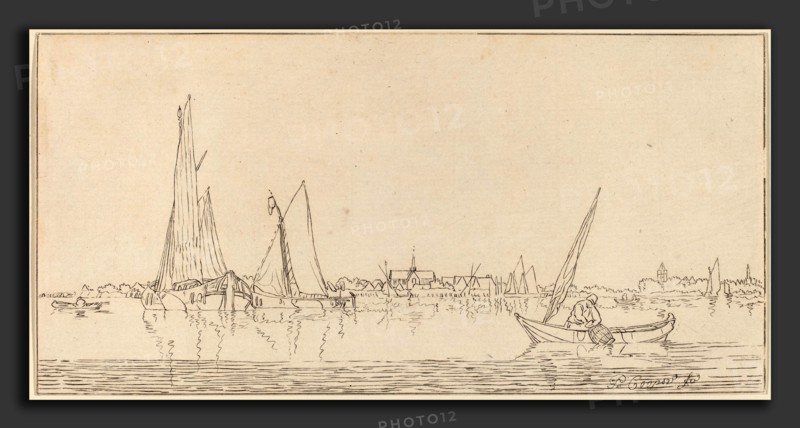 Cornelis Ploos van Amstel and Bernhard Schreuder after Pieter Coopse (Dutch, 1726 - 1798), River with Town, 1775, transfer technique