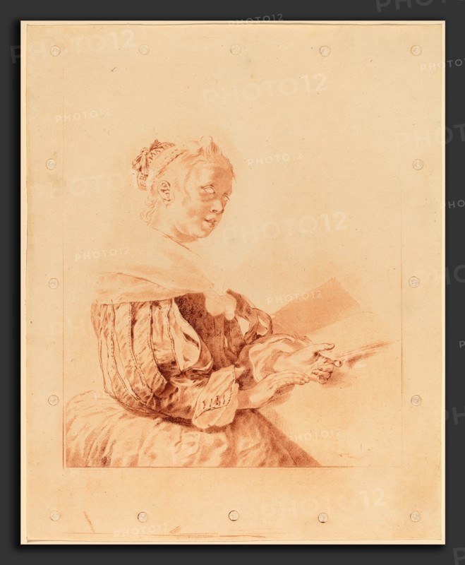 Cornelis Ploos van Amstel and Johannes Kornlein after Gerrit Dou (Dutch, 1726 - 1798), Young Girl at the Keyboard, 1767, transfer technique with burnishing in red