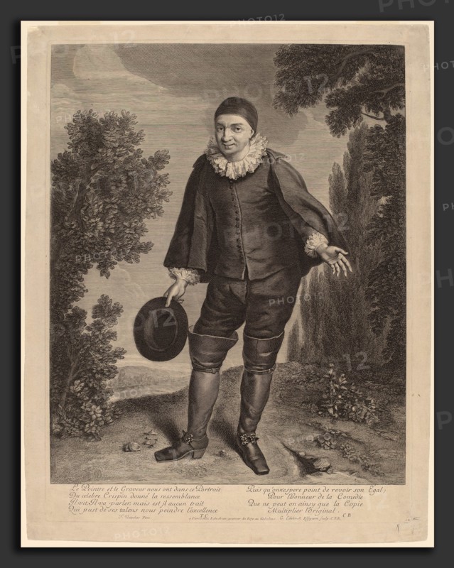 Gerard Edelinck after Theodor Netscher (Flemish, 1640 - 1707), Raimond Poisson as Crispin, engraving on laid paper
