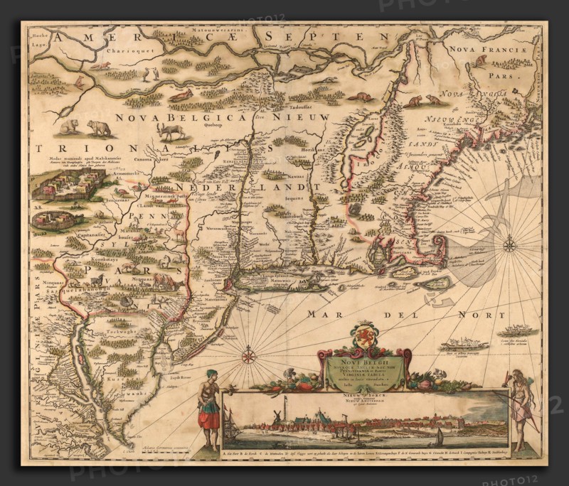 Justus Danckerts (Dutch, 1635 - 1701), Americae Septentrionalio, engraving