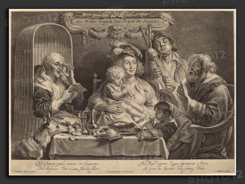 Schelte Adams Bolswert after Jacob Jordaens (Flemish, 1586 - 1659), The Family Concert (As the old sing, so the young twitter), engraving