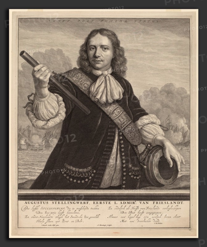 Abraham Blooteling after Lodewyk van der Helst (Dutch, 1640 - 1690), Augustus Stellingwerf, First Lord Admiral of Friesland, engraving