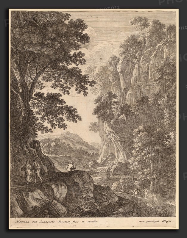 Herman van Swanevelt (Dutch, c. 1600 - 1655), The Large Cascade, etching