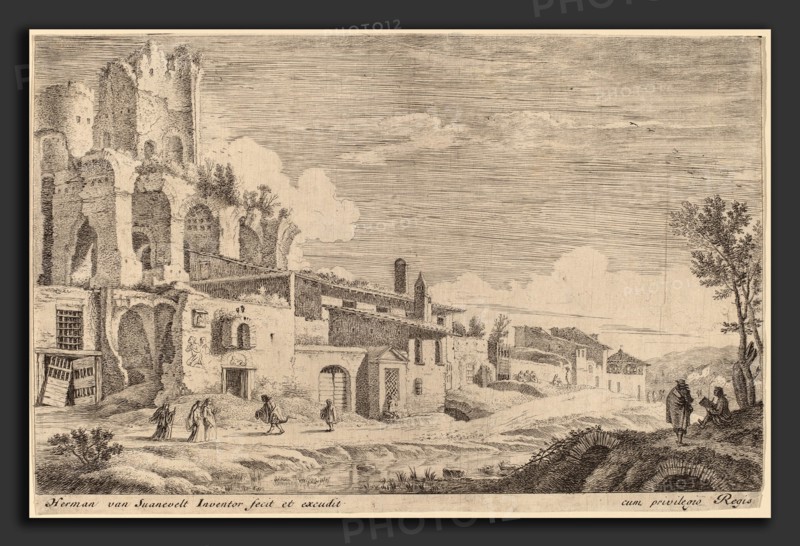 Herman van Swanevelt (Dutch, c. 1600 - 1655), Landscape with an Artist Sketching, etching