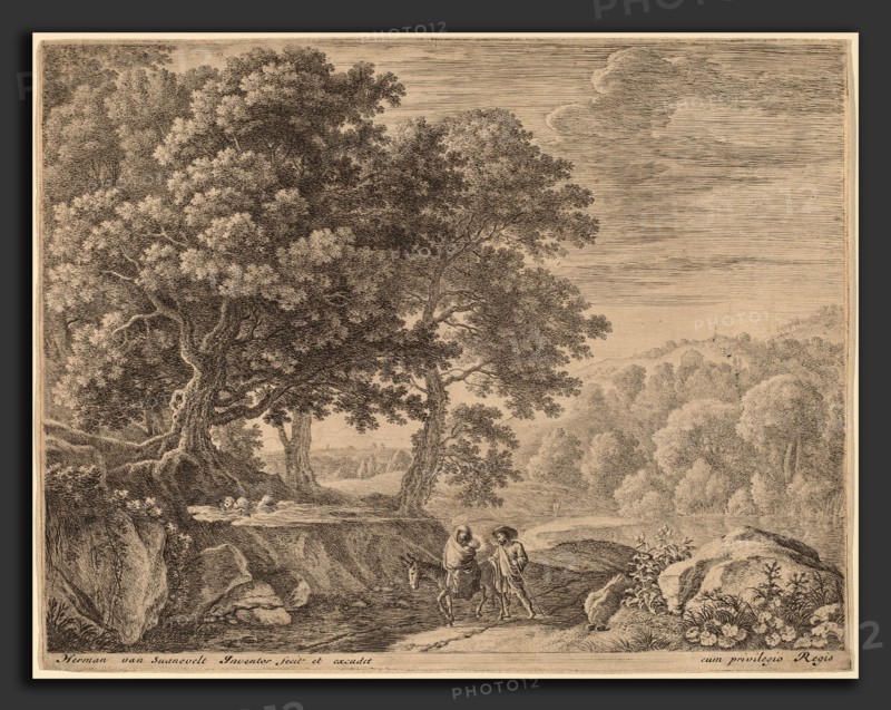 Herman van Swanevelt (Dutch, c. 1600 - 1655), The Little Angels on the Hill, etching