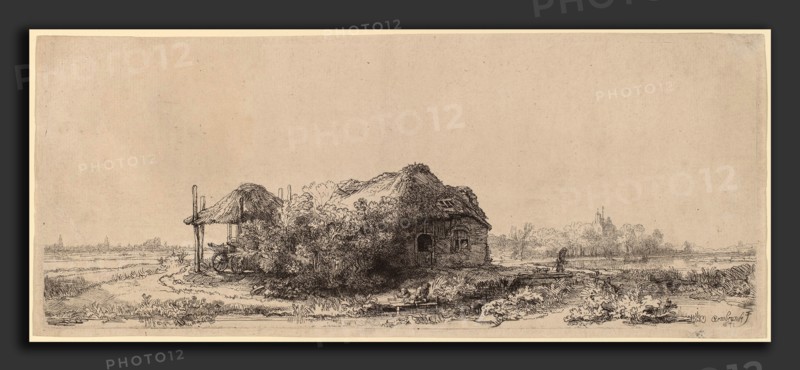 Rembrandt van Rijn (Dutch, 1606 - 1669), Landscape with a Cottage and Hay Barn: Oblong, 1641, etching