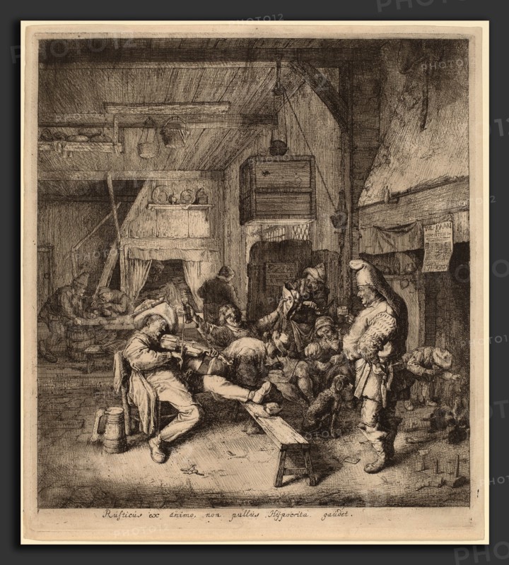 Cornelis Dusart (Dutch, 1660 - 1704), Violin Player Seated in a Tavern, 1685, etching and roulette