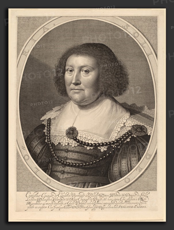 Willem Jacobsz Delff after Michiel van Miereveld (Dutch, 1580 - 1638), Catherine, Countess of Pallandt, in or after 1636, engraving