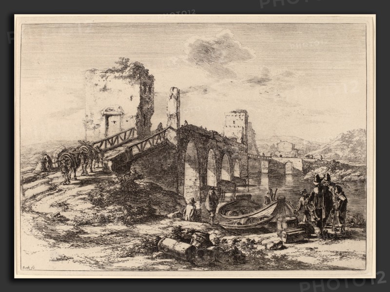 Jan Both (Dutch, 1615-1618 - 1652), The Ponte Molle, etching on wove paper, posthumous impression