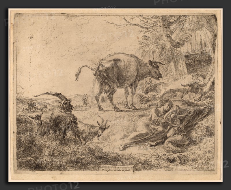 Nicolaes Pietersz Berchem (Dutch, 1620 - 1683), Cow Pissing, etching