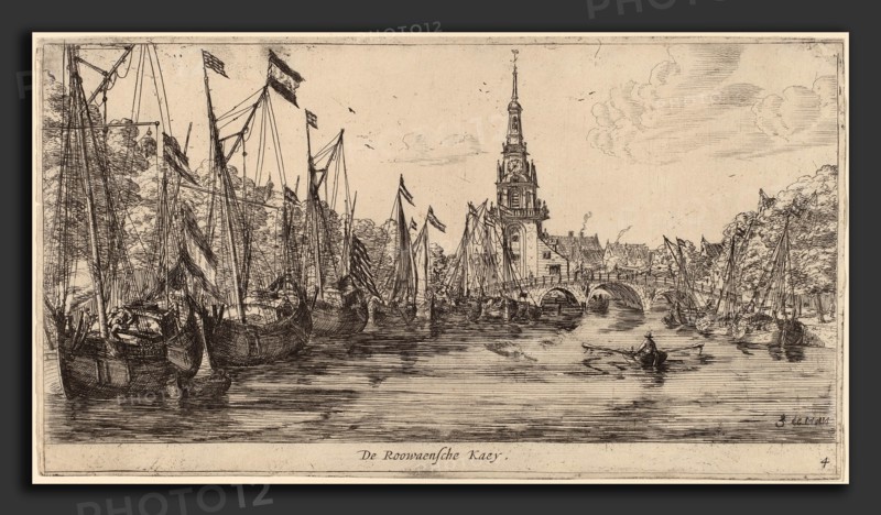 Reinier Zeeman (Dutch, 1624 - 1664), Roowaensche Quay (De Roowaensche Kaey), etching