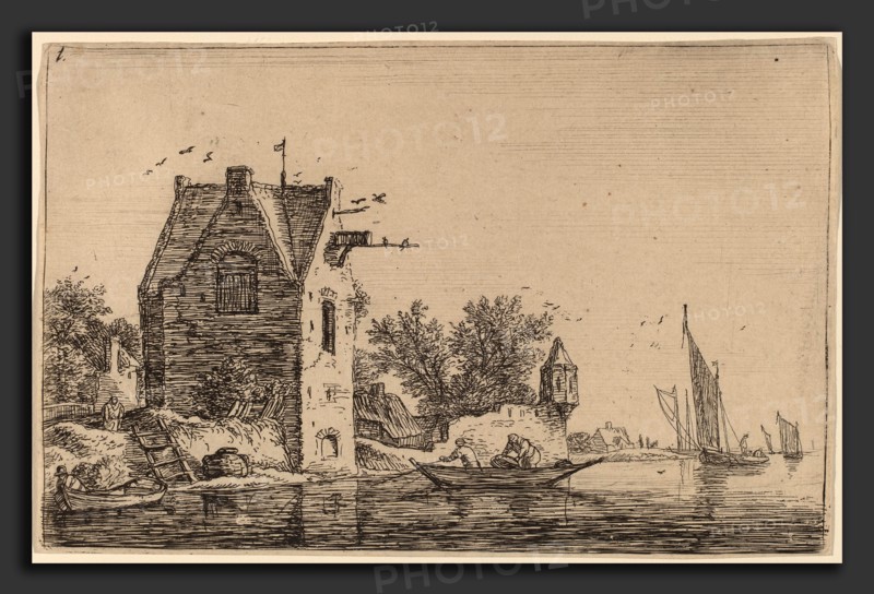Anthonie Waterloo (Dutch, 1609-1610 - 1690), The Sentry Box on the Wall, etching