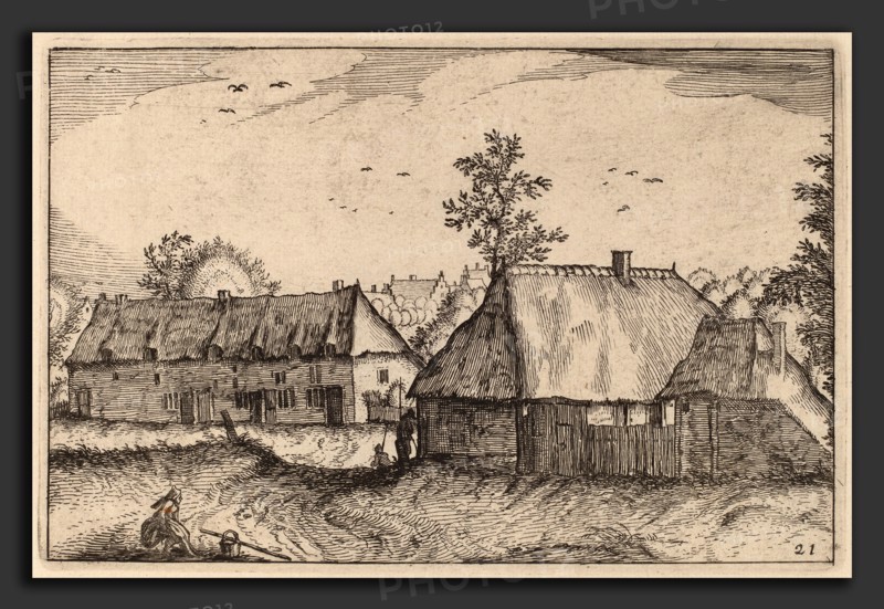 Claes Jansz Visscher after Johannes van Doetechum, the Elder after Lucas van Doetechum after Master of the Small Landscapes (Dutch, 1586-1587 - 1652), Large Sheds, published 1612, etching