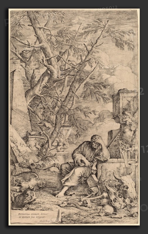 Salvator Rosa (Italian, 1615 - 1673), Democritus in Meditation, etching