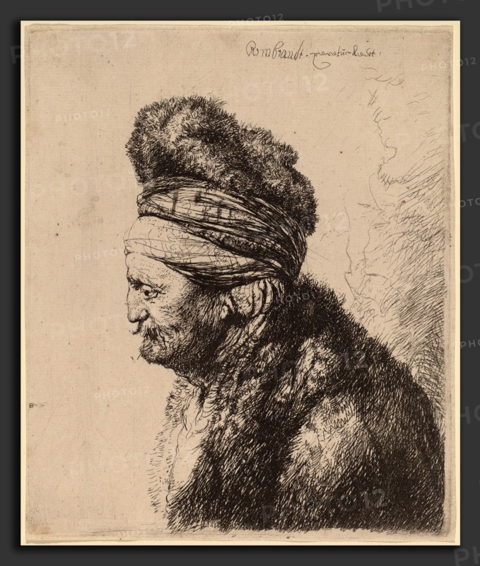 Rembrandt van Rijn and Studio of Rembrandt van Rijn after Jan Lievens, The Second Oriental Head, c. 1635, etching