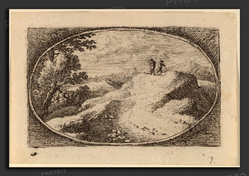 Herman van Swanevelt (Dutch, c. 1600 - 1655), Two Men on a Bare Hill, etching