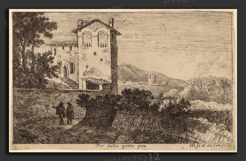 Herman van Swanevelt (Dutch, c. 1600 - 1655), For dalla porta pia (Villa outside the Porta Pia), etching on laid paper