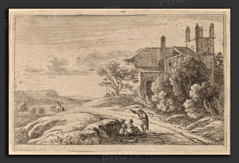 Herman van Swanevelt (Dutch, c. 1600 - 1655), Building with a Square Tower, etching